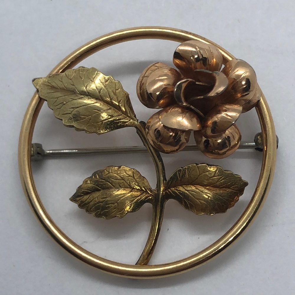 VTG Krementz Signed Rose Brooch